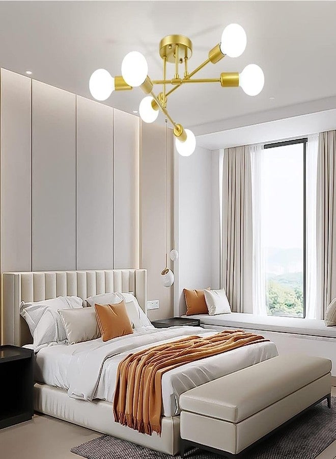 Avior Low Height Ceiling Chandelier Light for Drawing Room, Jhumar for Living Room, Restaurant Lamps and Hotels (Golden) (Modern Design, Gold) - Image 2